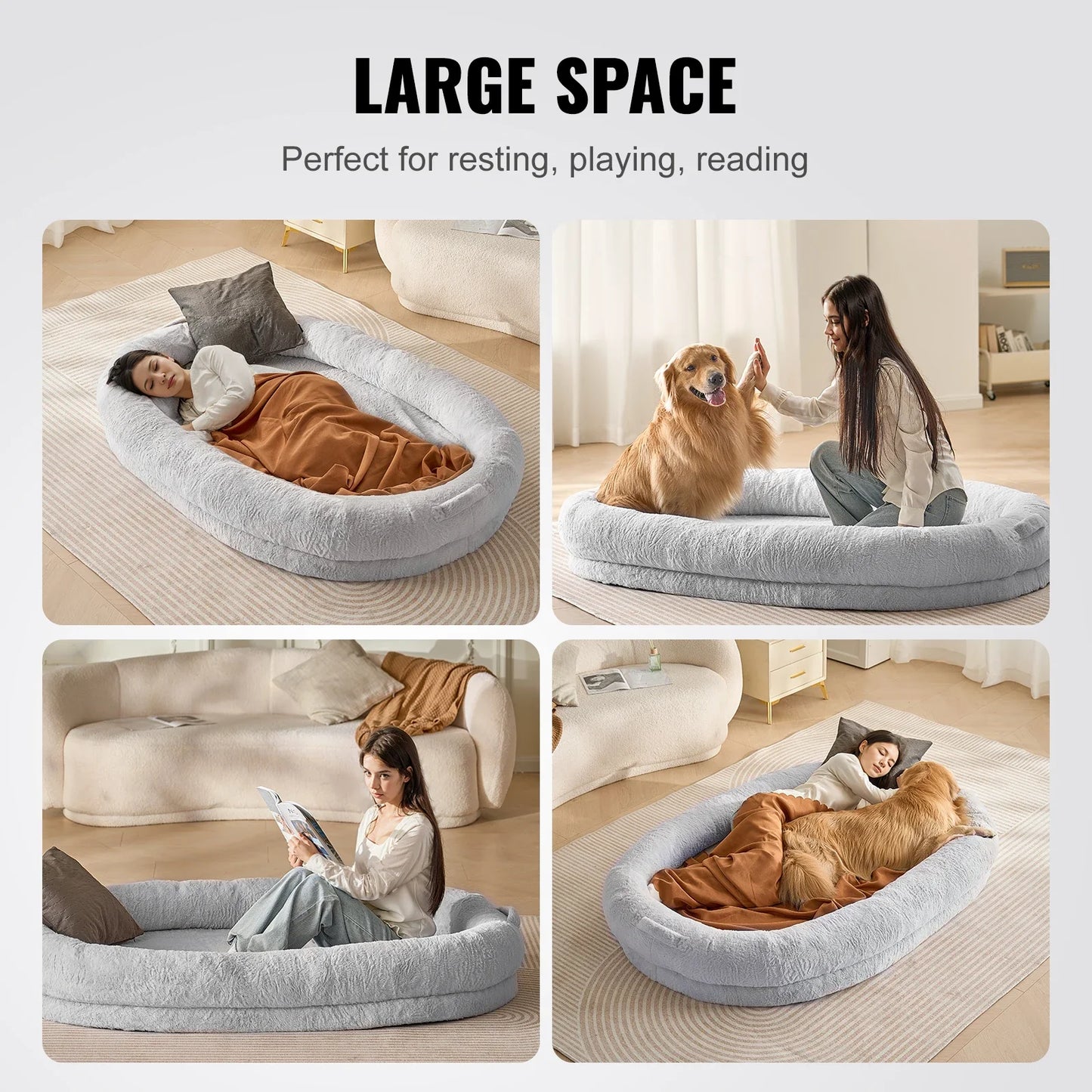 Human Dog Bed – Cozy Bedding with Washable Cover, Orthopedic Egg Foam