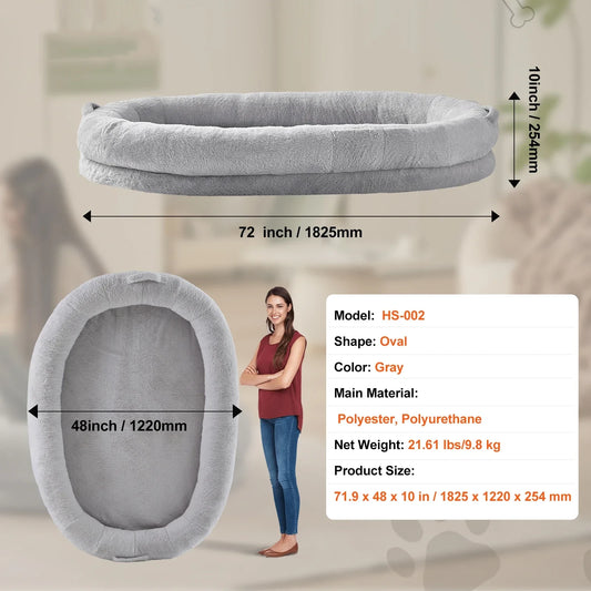 Human Dog Bed – Cozy Bedding with Washable Cover, Orthopedic Egg Foam