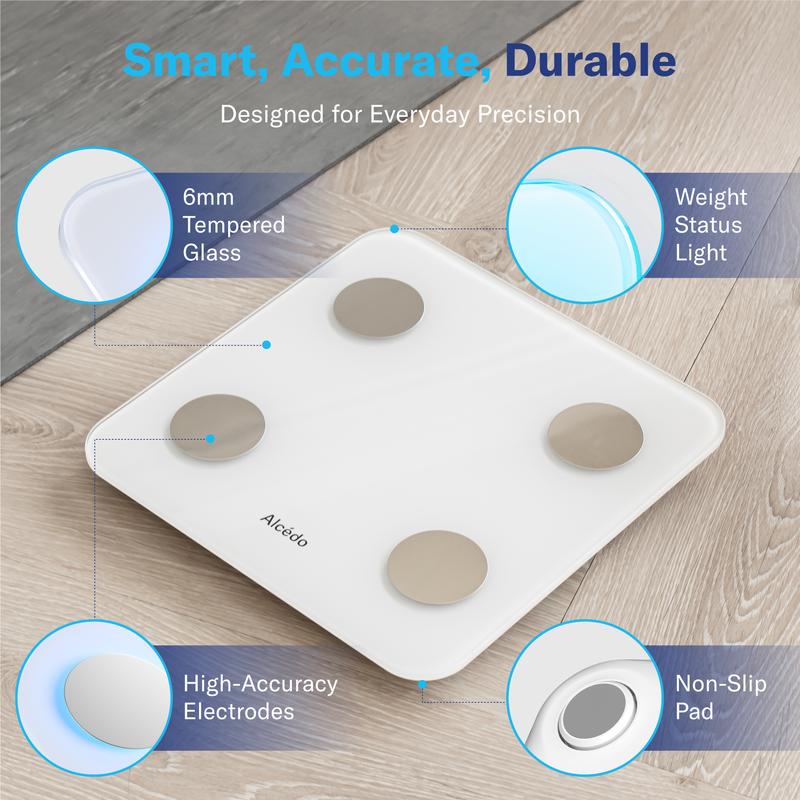 Smart 7-color Bluetooth body fat scale, one-click measurement of BMI and body fat